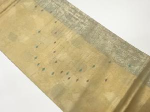 渡文製引箔縞に網目・横段模様織出し袋帯